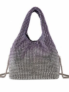 Mini Ombre Purple Crystal Rhinestone Hobo Bag | Sparkly Evening Shoulder Purse